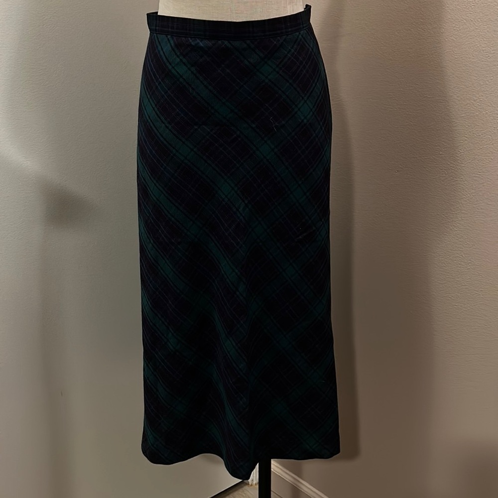 BASIC Editions Green Blue Plaid Maxi skirt size  14